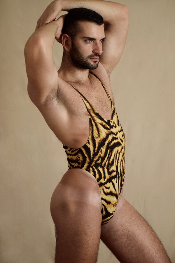 A - Tiger stripes wrestling singlet / leotard for guys