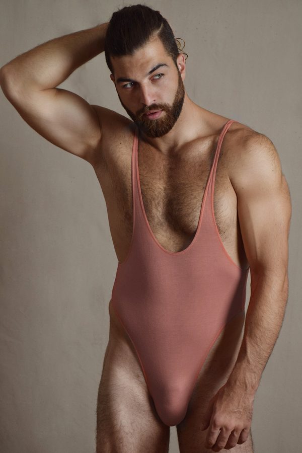 A - Leotard / wrestling singlet / thong for guys in nude color