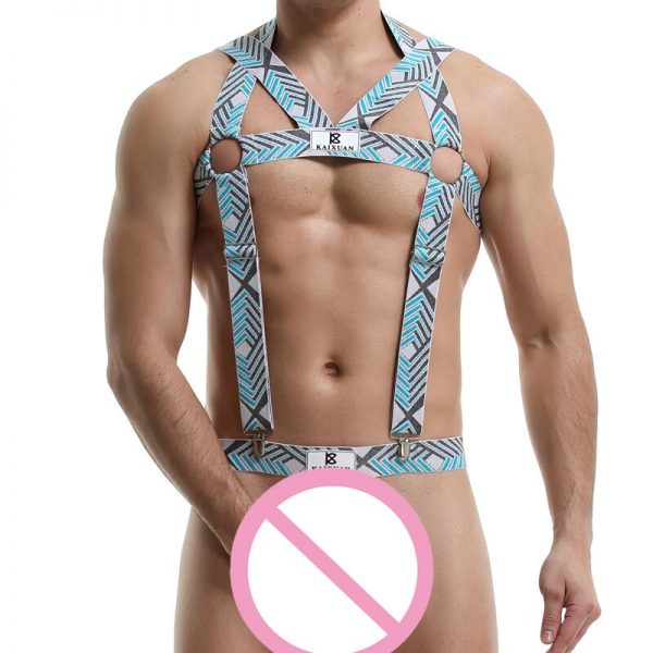 Mens Jumpsuits Chest Harness Suspender Crothcless Underwear Sexy Wrestling Singlet Gay Bodysuit Mankini Jockstrap Undershirts 3 - Mankini Store