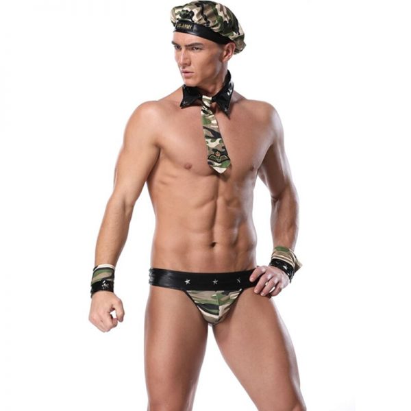 New Arrival Super Sexy Men 3pcs Mankini Thong gay Underwear Set Hot Erotic Camouflage Costume Lingerie 2 - Mankini Store