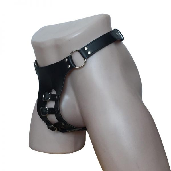 Sexy Faux Leather Men Chastity Harness Brief Underwear with Front Restraint Strap Buckle Male Fetish Lingerie 2 - Mankini Store