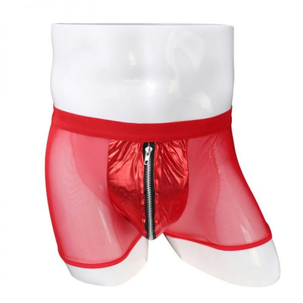 Sexy Soft Gauze Mens Underwear Boxer With Faux Leather Zipper Pouch ZJH1026 1 - Mankini Store