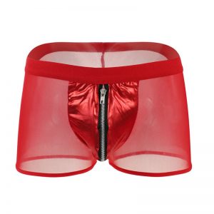 Sexy Soft Gauze Mens Underwear Boxer With Faux Leather Zipper Pouch ZJH1026 - Mankini Store