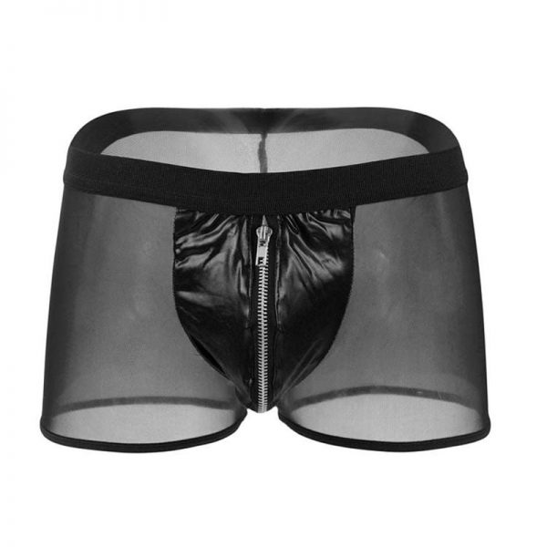 Sexy Soft Gauze Mens Underwear Boxer With Faux Leather Zipper Pouch ZJH1026 4 - Mankini Store