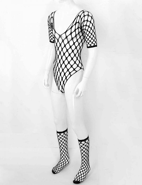 Sissy Men Women Jumbo Net BodyStocking See through Jumpsuit Fishnet Crotchless Bodysuit Lingerie 1 - Mankini Store