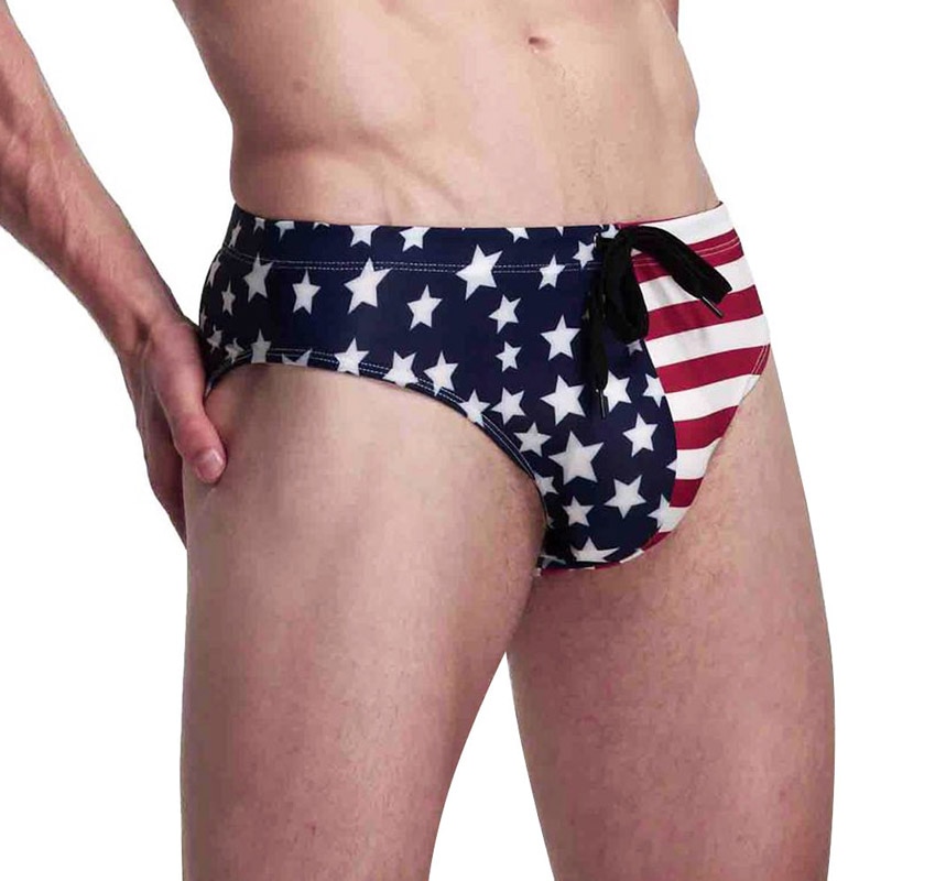 American Flag Mankini Swimwear Men's Swimming Trunks