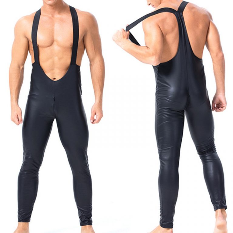 Mankini Bodysuits Overalls Leather Zipper Jumpsuit | Mankini Store