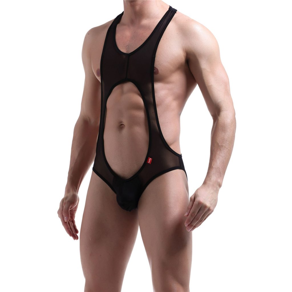 Men Undershirts Jock Strap Sexy Mesh Transparente Underwear Slips Hombre Singlet Bodysuits Wrestle Jumpsuits One-piece Nightwear