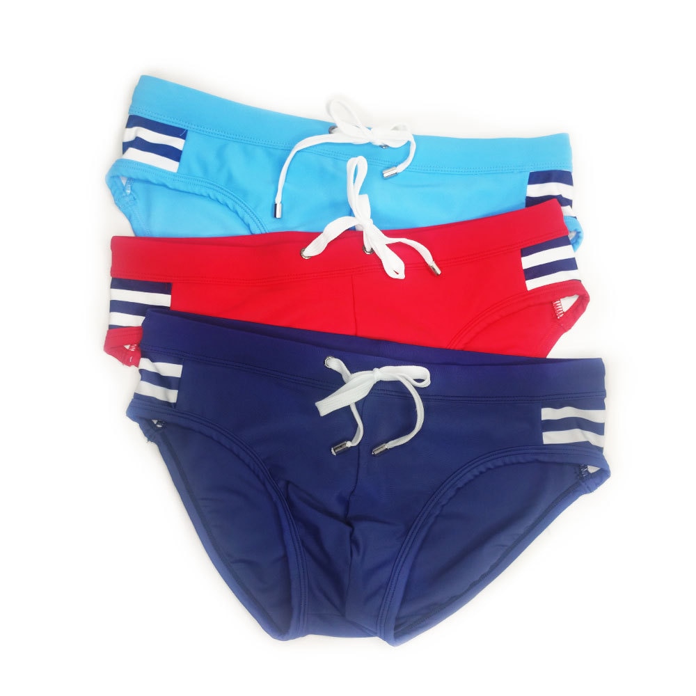 New Swimming Pants Striped Color Block Mankini Beach