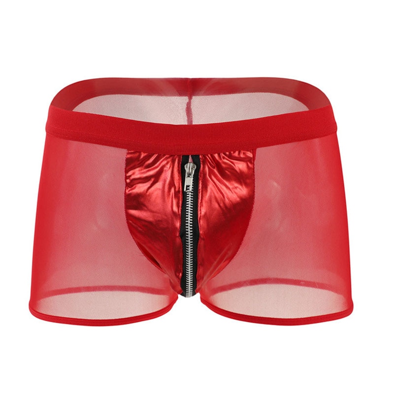 Sexy Soft Gauze Mankini Underwear Boxer With Faux Leather